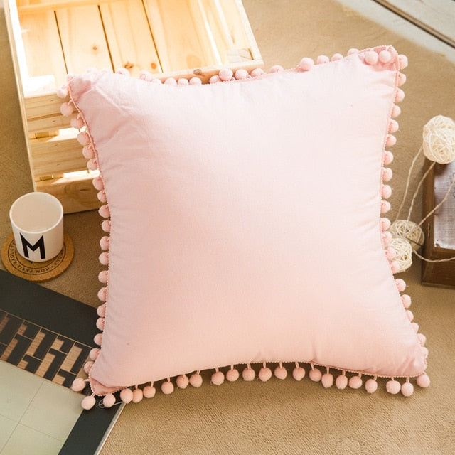 45*45cm solid pompom cushion cover 45x45cm / p194c03