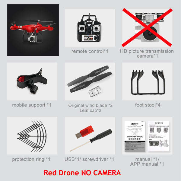 sh5h quadcopter fpv drones with camera hd quadcopter with wifi camera rc helicopter remote control toys red no camera