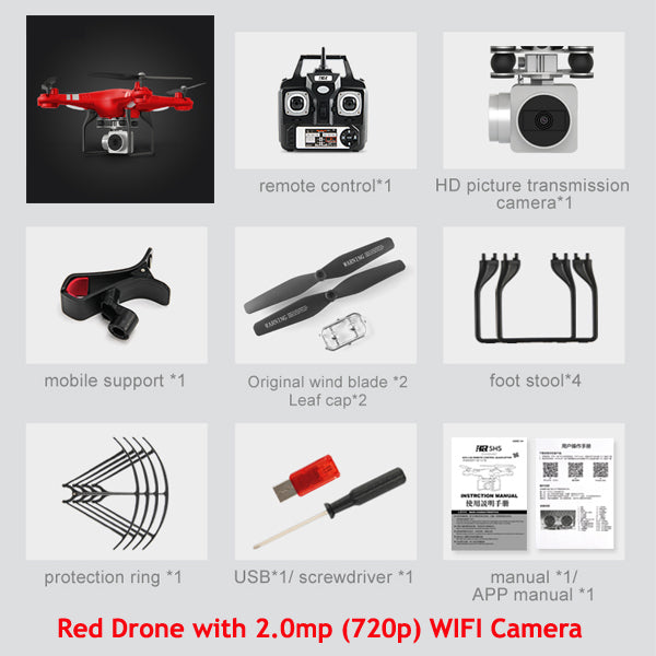 sh5h quadcopter fpv drones with camera hd quadcopter with wifi camera rc helicopter remote control toys red with camera