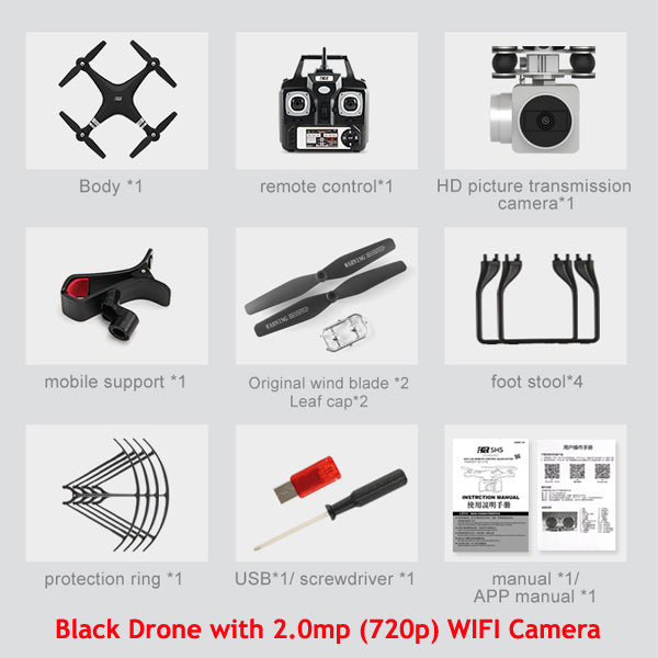 sh5h quadcopter fpv drones with camera hd quadcopter with wifi camera rc helicopter remote control toys black with camera