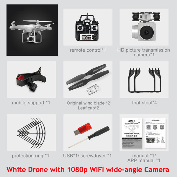 sh5h quadcopter fpv drones with camera hd quadcopter with wifi camera rc helicopter remote control toys white 1080p camera