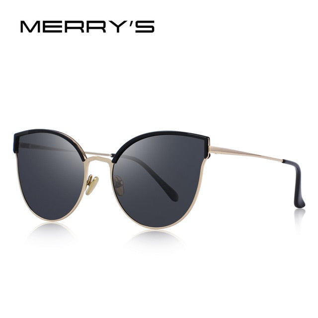 merry's design women brand designer cat eye polarized sunglasses uv400 protection c01 black