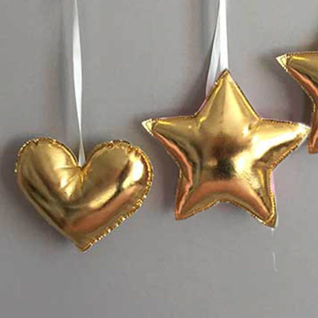 14cm kawaii gold/pink/silver heart shape pillow soft star stuffed toy baby dolls gift gold