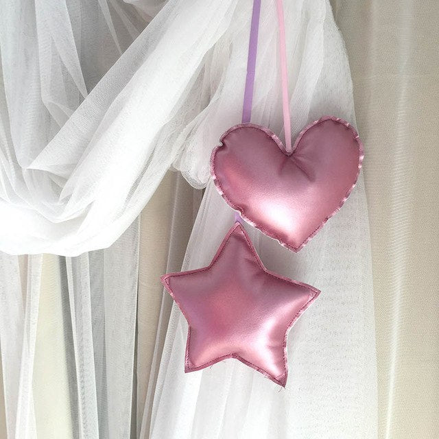 14cm kawaii gold/pink/silver heart shape pillow soft star stuffed toy baby dolls gift burgundy