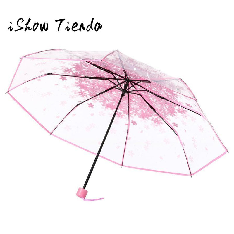 transparent clear umbrella cherry blossom mushroom apollo sakura 3 fold umbrella paraguas plegable transparente