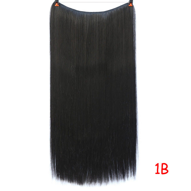 24'' wavy invisible wire no clips in hair extensions secret fish line hairpieces natural synthetic #2 / 24inches