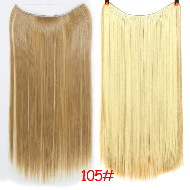 24'' wavy invisible wire no clips in hair extensions secret fish line hairpieces natural synthetic #10 / 24inches