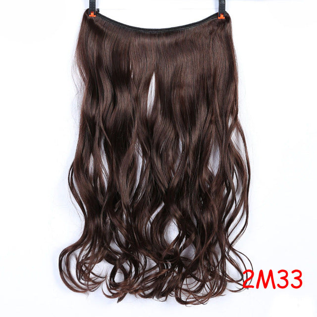 24'' wavy invisible wire no clips in hair extensions secret fish line hairpieces natural synthetic #18 / 24inches