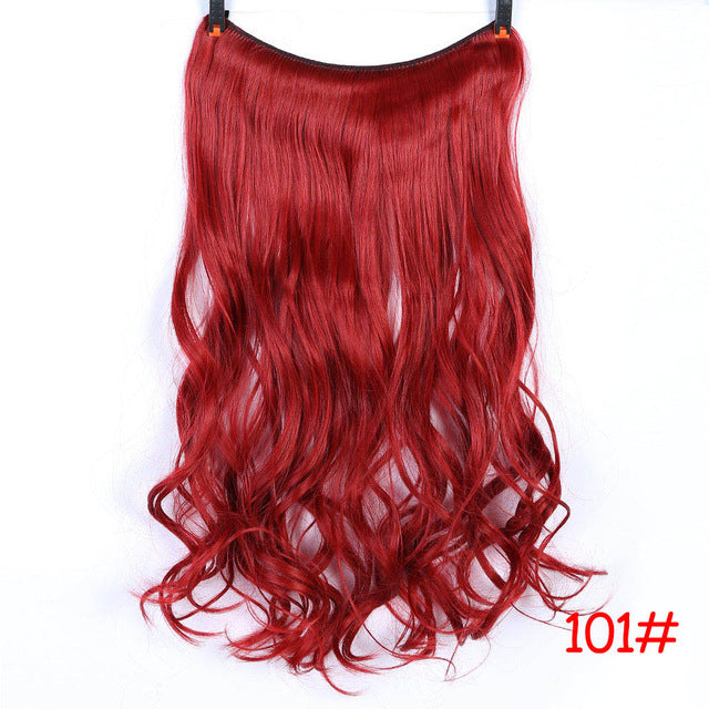 24'' wavy invisible wire no clips in hair extensions secret fish line hairpieces natural synthetic #24 / 24inches
