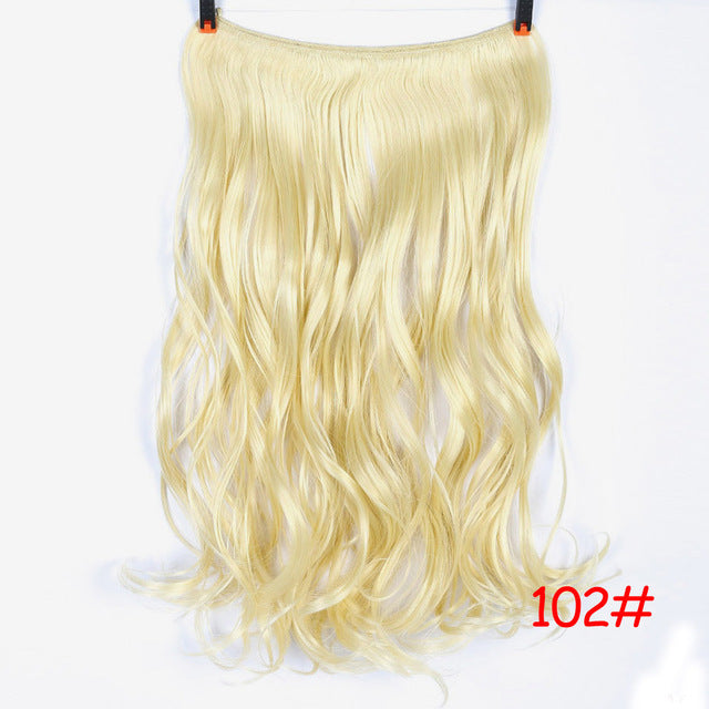 24'' wavy invisible wire no clips in hair extensions secret fish line hairpieces natural synthetic #26 / 24inches