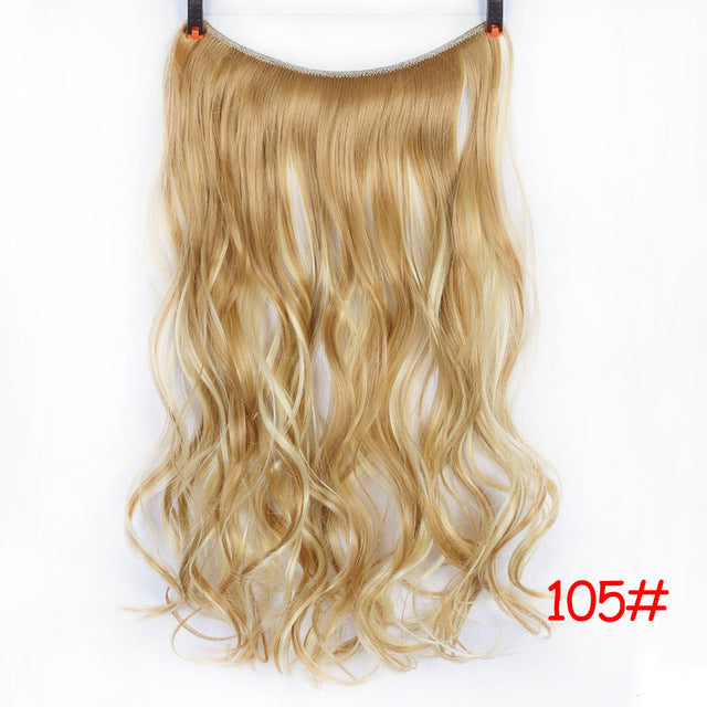 24'' wavy invisible wire no clips in hair extensions secret fish line hairpieces natural synthetic #30 / 24inches