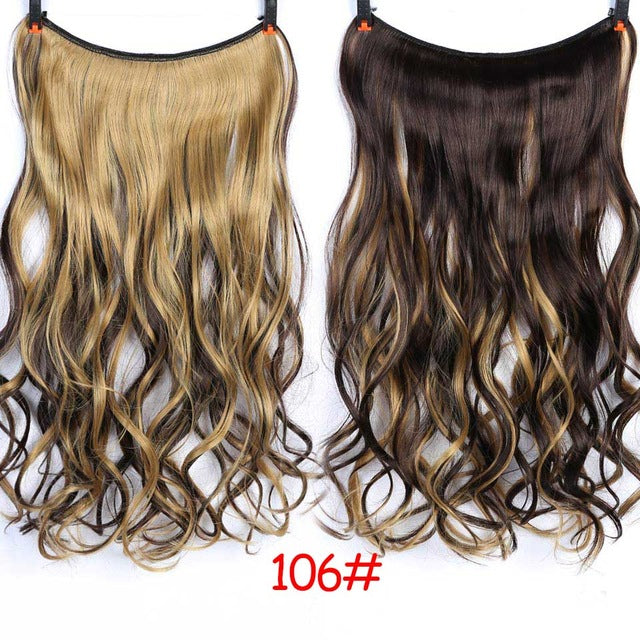 24'' wavy invisible wire no clips in hair extensions secret fish line hairpieces natural synthetic #31 / 24inches