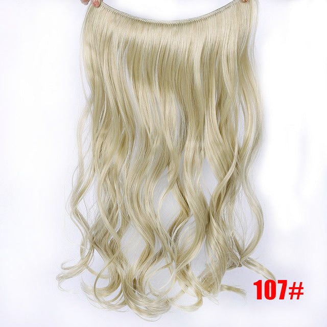 24'' wavy invisible wire no clips in hair extensions secret fish line hairpieces natural synthetic #33 / 24inches