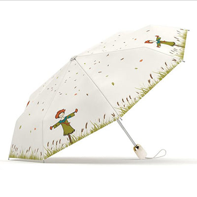 olycat automatic umbrella rain women brand cartoon print sunscreen folding umbrellas windproof anti uv parasol 5 styles paraguas scarecrow white