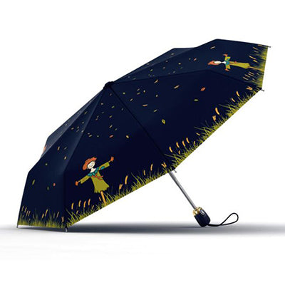 olycat automatic umbrella rain women brand cartoon print sunscreen folding umbrellas windproof anti uv parasol 5 styles paraguas scarecrow blue