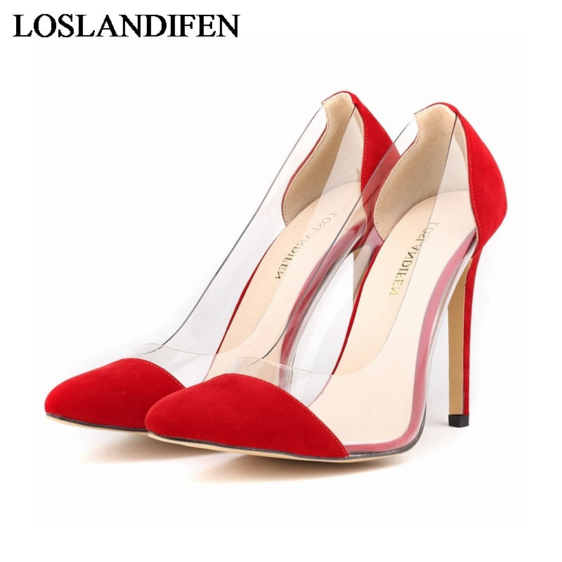 new pointed toe high heels fashion sexy red black blue shoes women wedding shoes dress pumps brand design