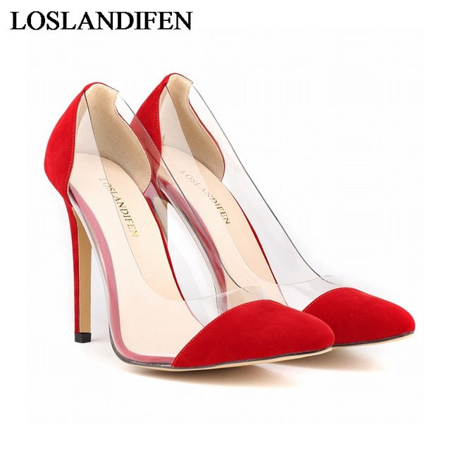 new pointed toe high heels fashion sexy red black blue shoes women wedding shoes dress pumps brand design