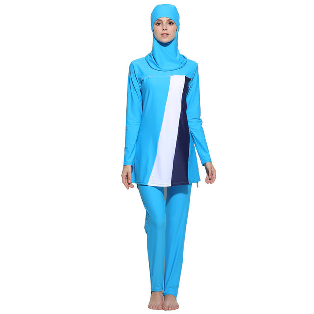 yongsen plus size muslim swimwear women islamic swimsuit  long sleeves conservative burkinis bathing modest detachable hijab