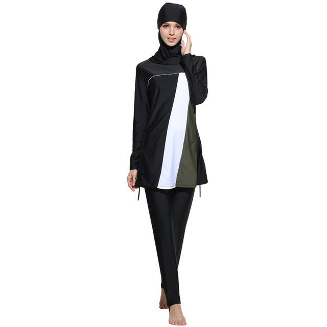 yongsen plus size muslim swimwear women islamic swimsuit  long sleeves conservative burkinis bathing modest detachable hijab