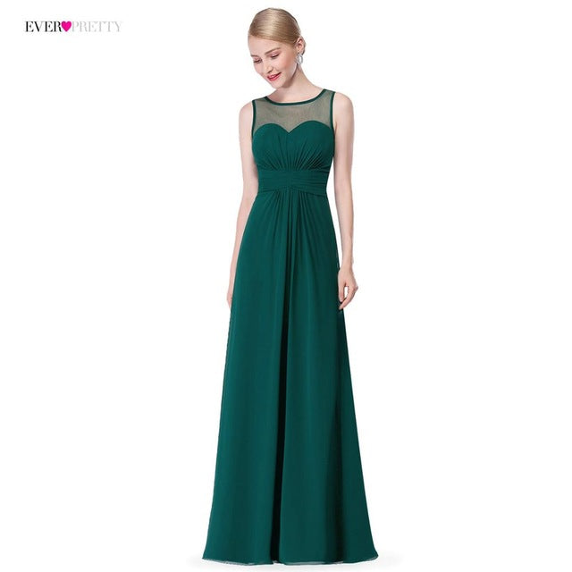 elegant long evening dress ever pretty ep08784 2017 real picture green chiffon a-line sleeveless beadings evening dresses