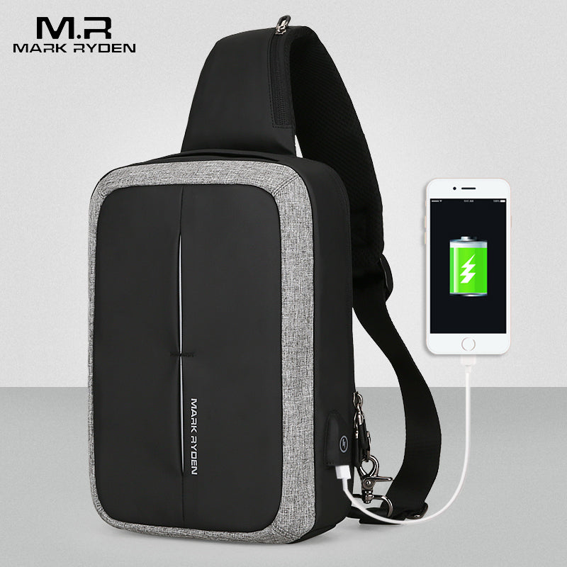 mark ryden new men crossbody bag business shoulder bag high capacity chest bag usb recharging design