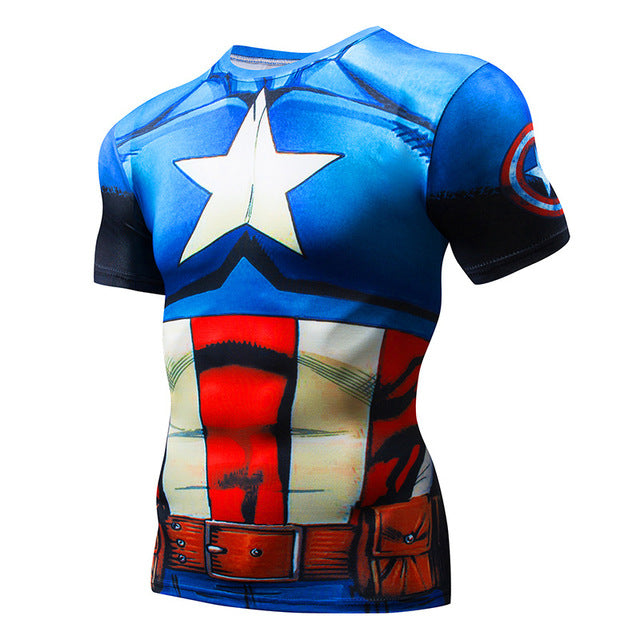 marvel superhero compression shirt men women cycling base layers bicycle short sleeve shirt highly breathbale underwear jersey