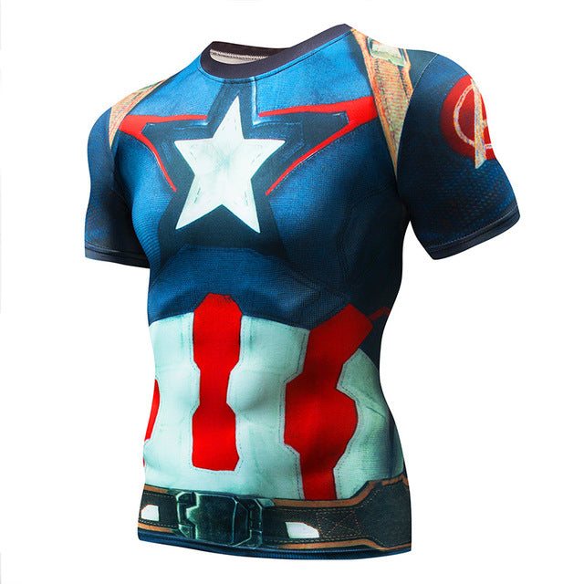 marvel superhero compression shirt men women cycling base layers bicycle short sleeve shirt highly breathbale underwear jersey