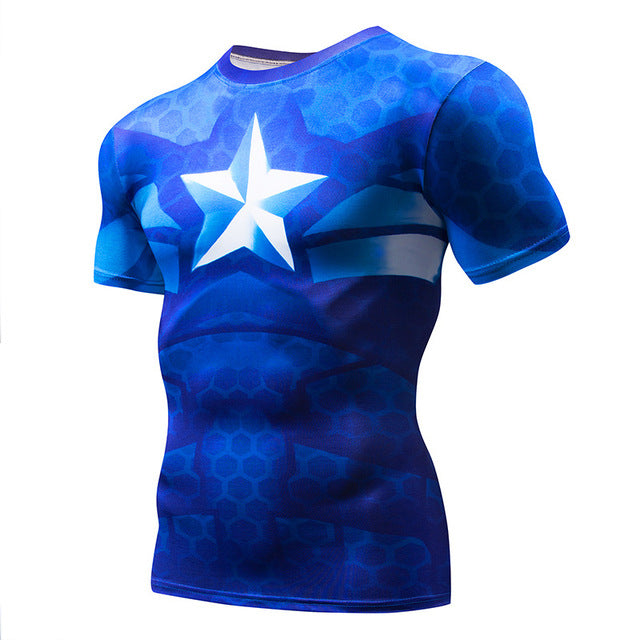 marvel superhero compression shirt men women cycling base layers bicycle short sleeve shirt highly breathbale underwear jersey