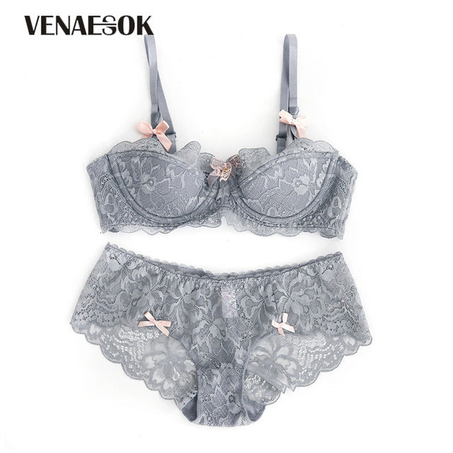new brands sexy underwear set women thin cotton lace bra lingerie sets plus size 40 38 36 comfortable brassiere gray push up bra