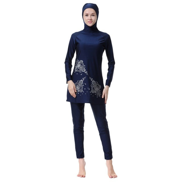 muslim sets floral print islamic swimwear women girls swimwear full cover modest islamic swimming suits burkinis plus size w1