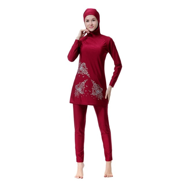 muslim sets floral print islamic swimwear women girls swimwear full cover modest islamic swimming suits burkinis plus size w1