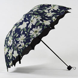 new arrival high quality lily pattern women's umbrella uv proof sunshade umbrellas black coating female paraguas us043 default title