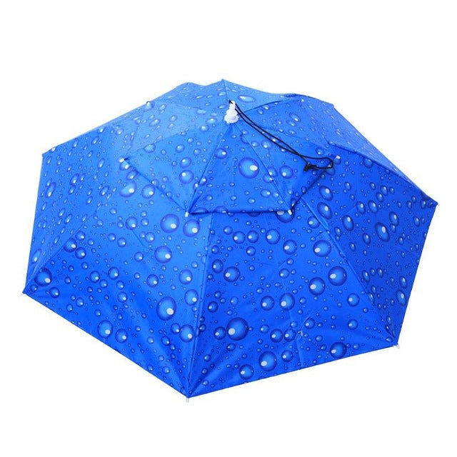 2 layer portable folding umbrella hat wind proof headwear umbrella cap hands free rain gear for outdoor fishing camping hiking as pic 1