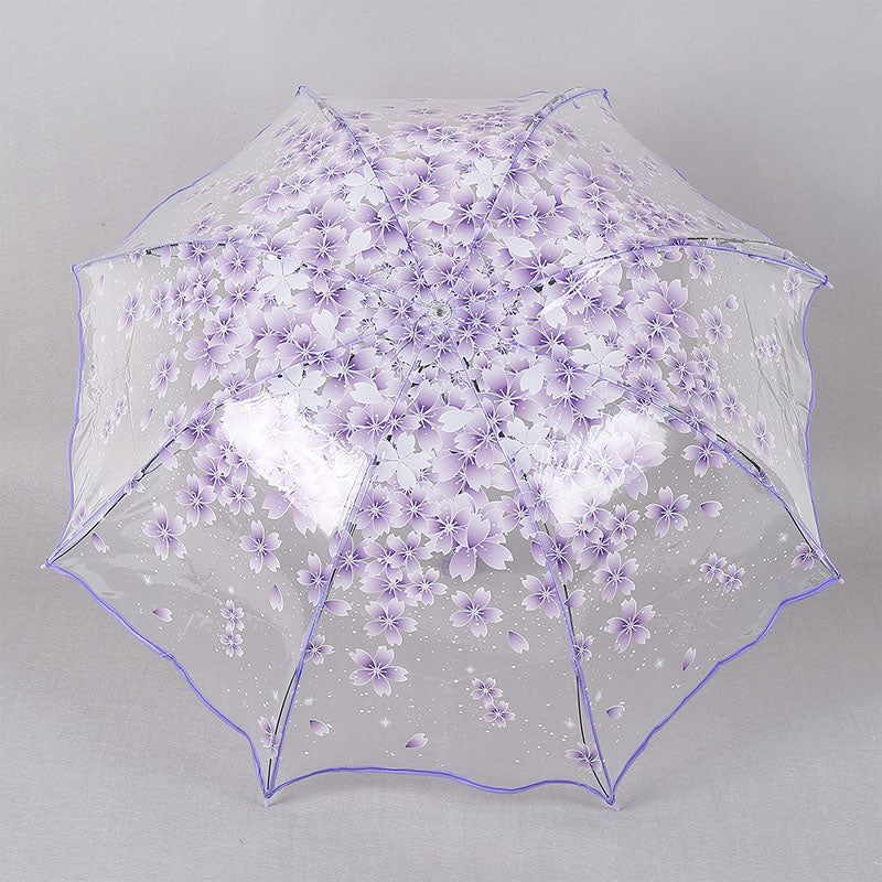beautiful women transparent clear rain sun umbrella folding romantic sakura cherry flower umbrellas hogard