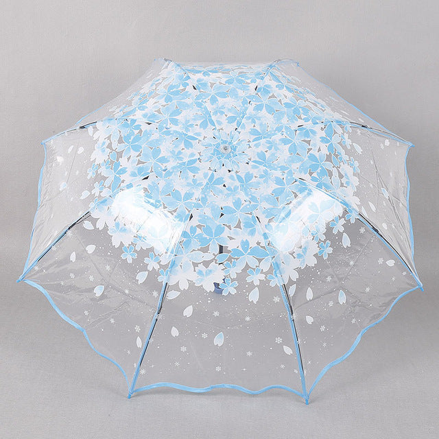 beautiful women transparent clear rain sun umbrella folding romantic sakura cherry flower umbrellas hogard wave edge