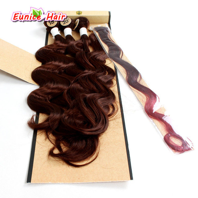 jet black color 1 single brown hair weft cosplay hair style cheap free shipping 1 bundle closure 1 piece clips women hairpiece #33 / 18inches