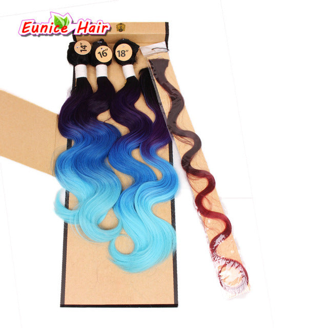 jet black color 1 single brown hair weft cosplay hair style cheap free shipping 1 bundle closure 1 piece clips women hairpiece blue / 18inches