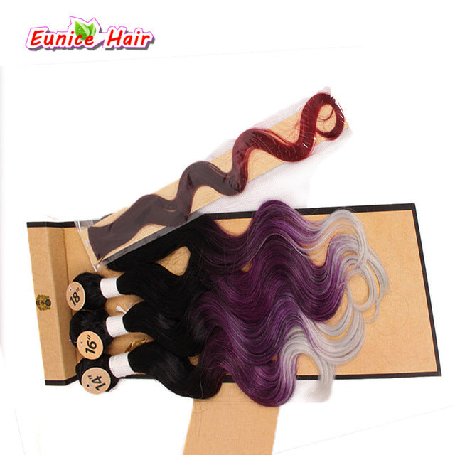 jet black color 1 single brown hair weft cosplay hair style cheap free shipping 1 bundle closure 1 piece clips women hairpiece purple / 18inches