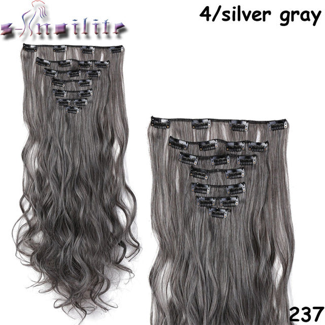 8pcs/set clip on hair extension 24 inch natural & thick hairpieces curly synthetic clip in hair extensions