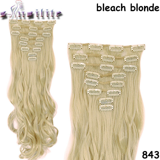 8pcs/set clip on hair extension 24 inch natural & thick hairpieces curly synthetic clip in hair extensions