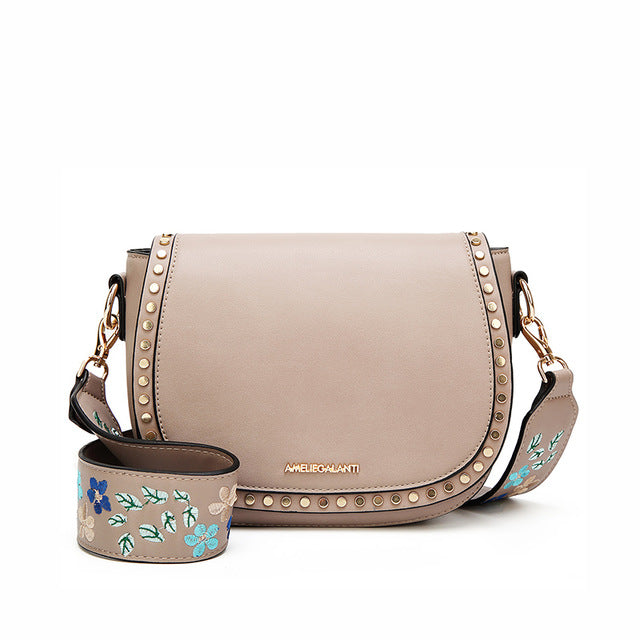 small shoulder crossbody bags for women saddle purse embroidered with rivet long straps