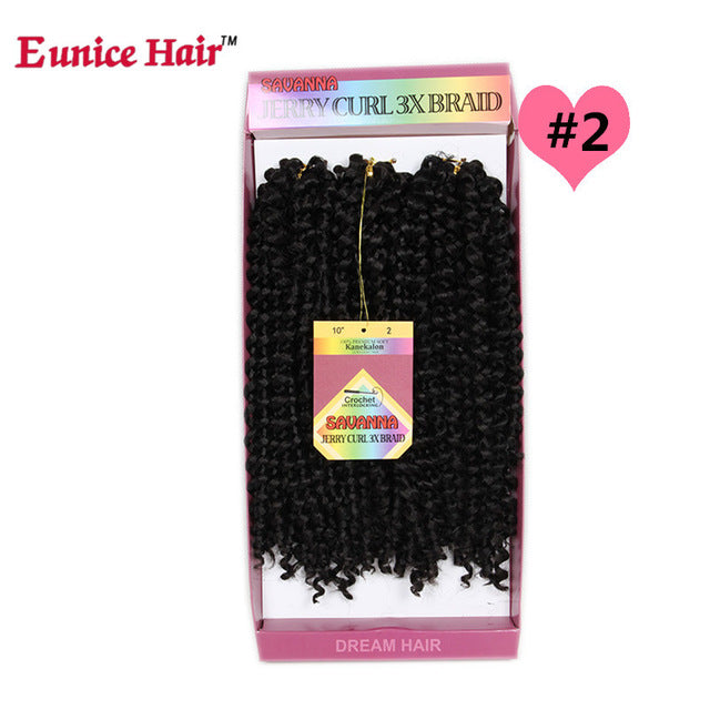ombre burgundy/30 hair synthetic kinky curly crochet braids 10inch natural soft 3x eunice braiding hair extension 3 pieces/lot #1 / 10inches