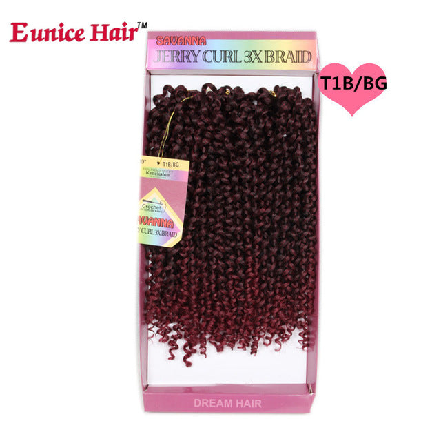 ombre burgundy/30 hair synthetic kinky curly crochet braids 10inch natural soft 3x eunice braiding hair extension 3 pieces/lot #2 / 10inches