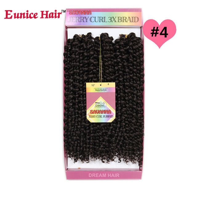 ombre burgundy/30 hair synthetic kinky curly crochet braids 10inch natural soft 3x eunice braiding hair extension 3 pieces/lot #4 / 10inches