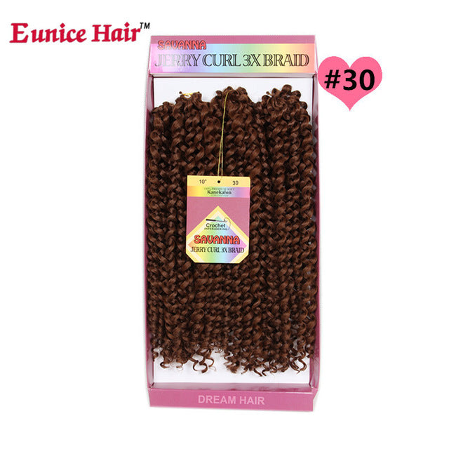 ombre burgundy/30 hair synthetic kinky curly crochet braids 10inch natural soft 3x eunice braiding hair extension 3 pieces/lot #5 / 10inches