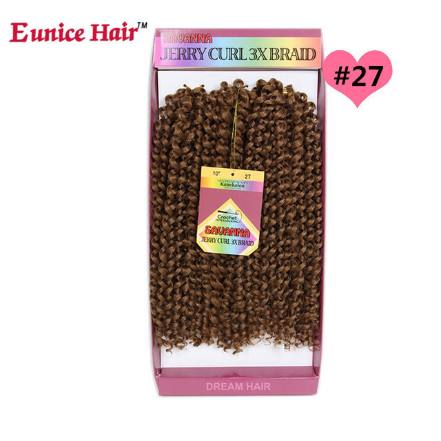ombre burgundy/30 hair synthetic kinky curly crochet braids 10inch natural soft 3x eunice braiding hair extension 3 pieces/lot #6 / 10inches
