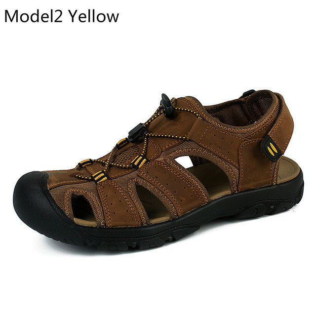 roxdia summer  new fashion breathable causal men sandals genuine leather beach shoes men shoes