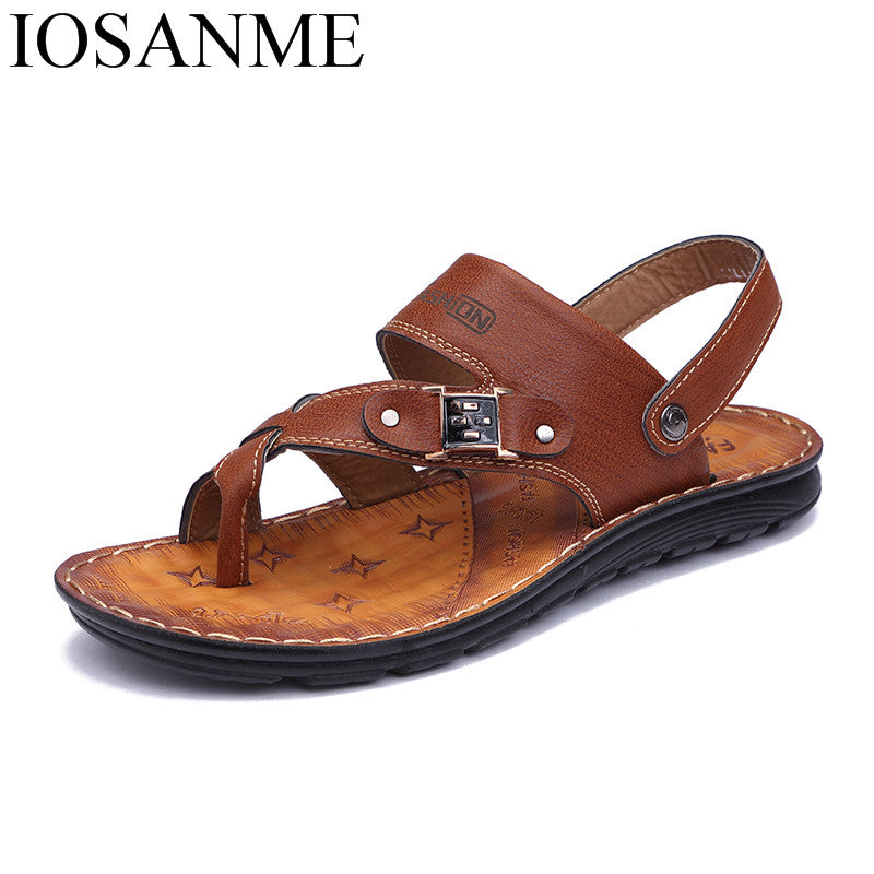 mens sandals summer outdoor beach slide sandals leather shoes luxury brand fashion breathable casual male footwear for men