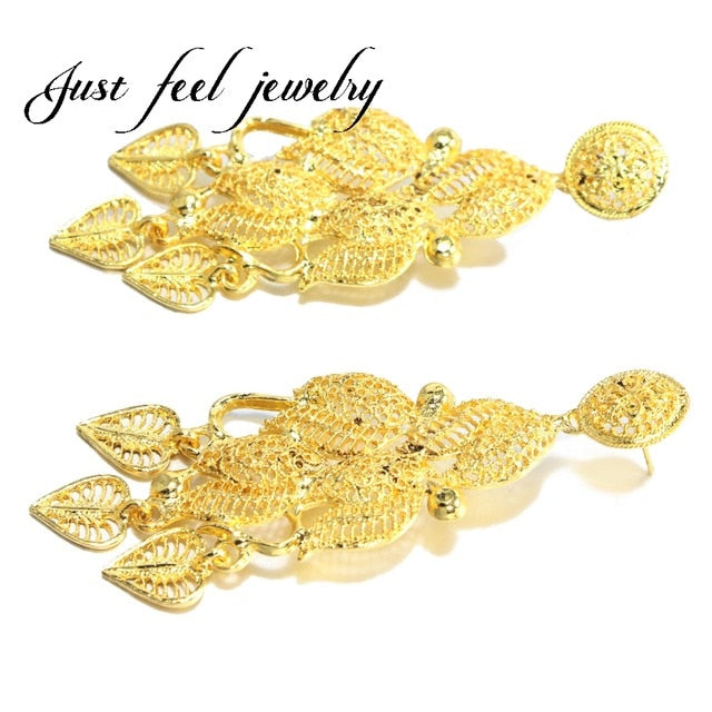 new nigerian gold color geometric drop earrings african style wedding tassel earrings e037002