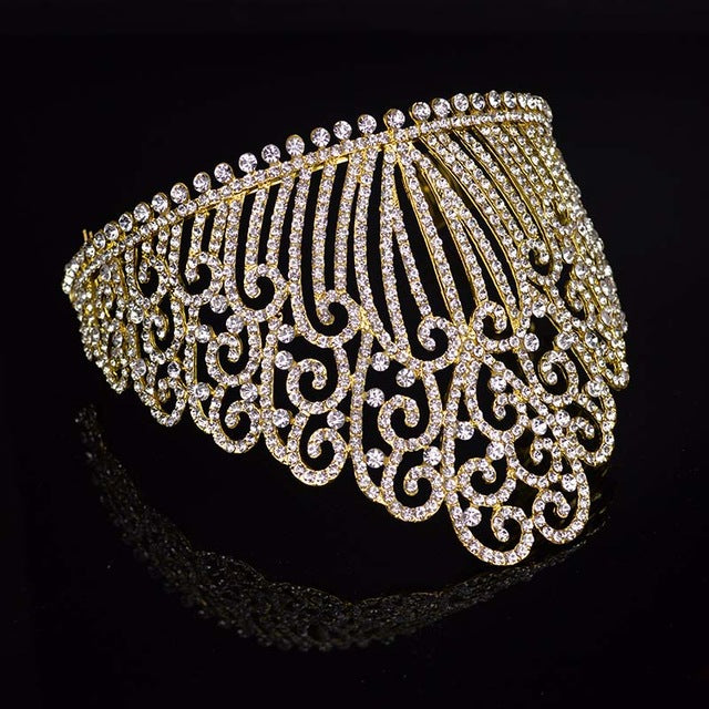 new sparkling crystal tiara luxury wedding headdress gold / white
